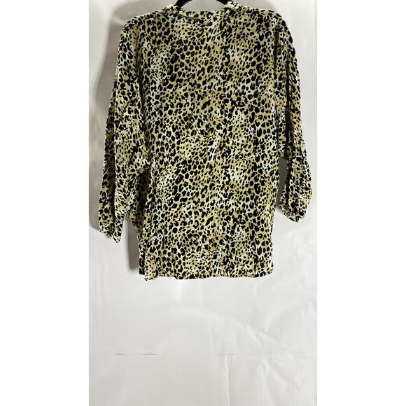CHELSEA GIRL Women's Tan/Black Animal Print Button-Up Long Sleeve Top SZ 12 - Picture 2 of 9